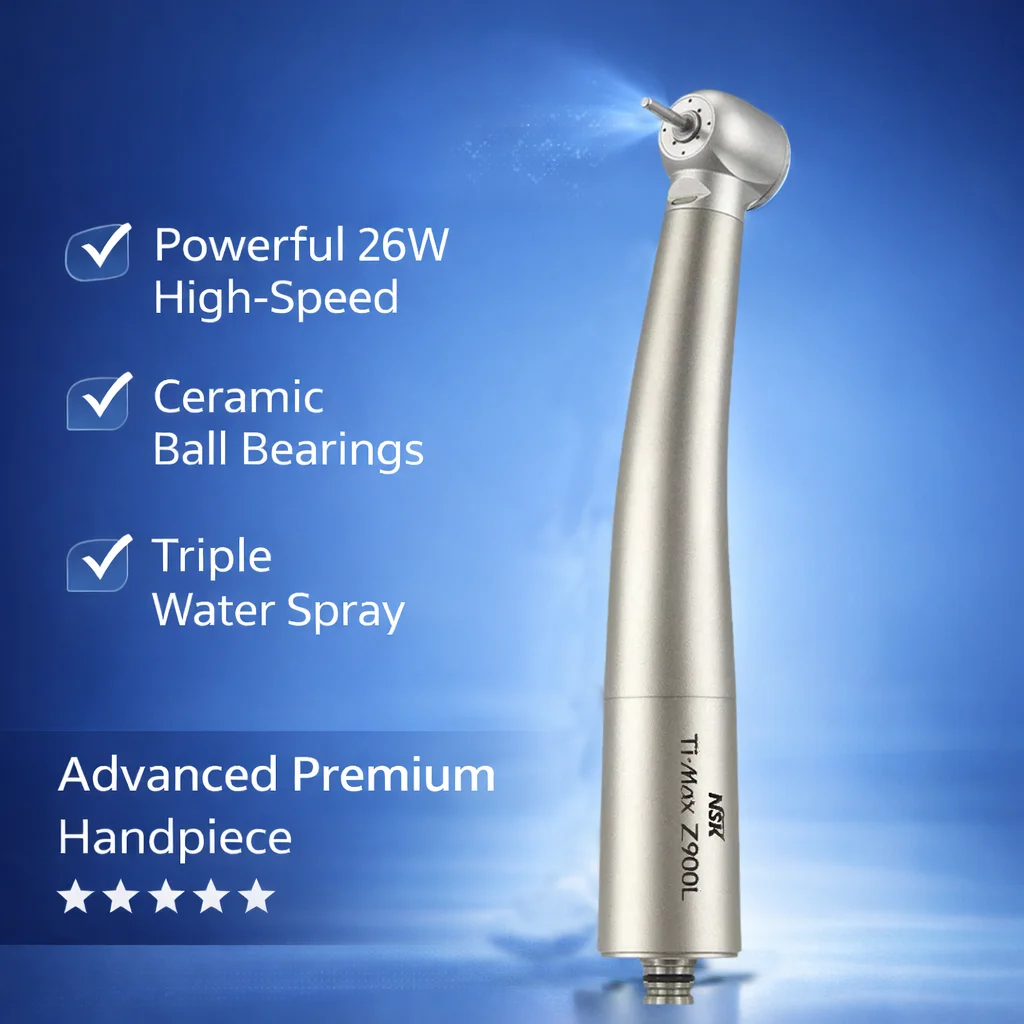 NSK Ti-Max Z900L Hochgeschwindigkeits-Quattro-Spray-Kupplungen aus Edelstahl, Luftturbinen-Handstück mit Faserlicht, Standardkopf für Zahnmedizin
