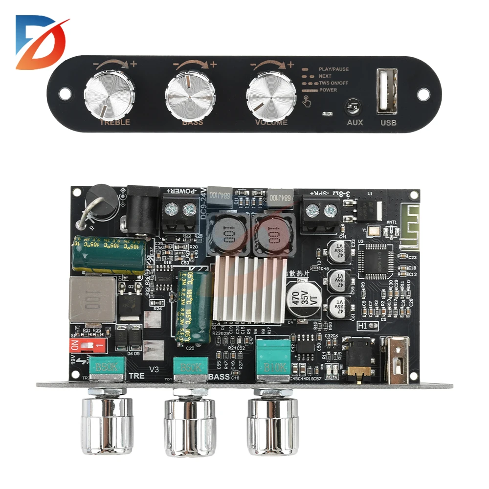 

Mono 100W Bluetooth 5.3 amplifier board module ZK-1001U amplifier board supports APP, AUX, U disk, USB sound card TPA3116D2