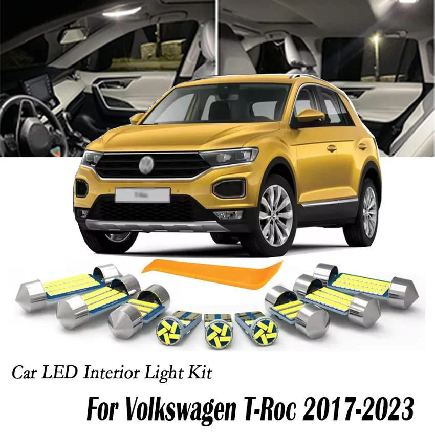 8Pcs For Volkswagen VW T-ROC TROC T ROC A11 2017 2018 2019 2020 2021 2022 2023 LED Interior Light Bulb Kit Trunk Lights Lamp