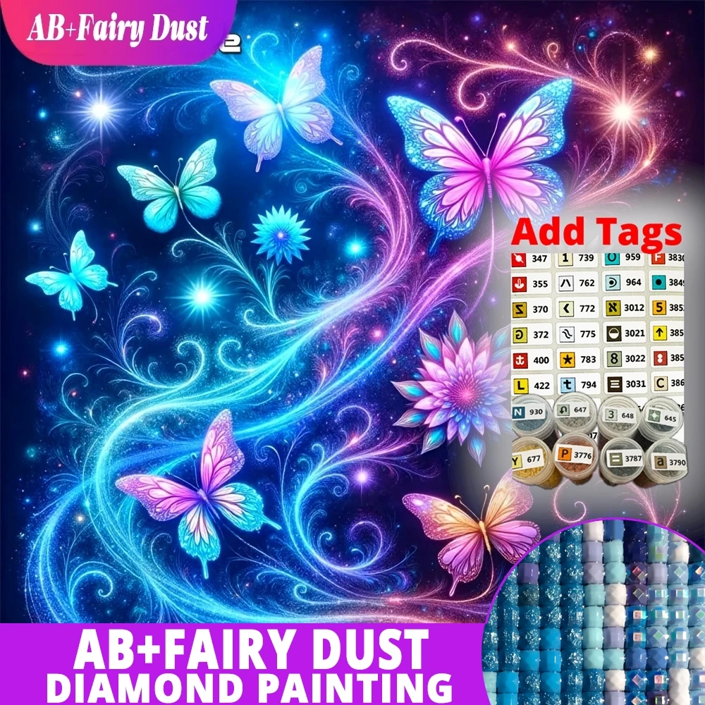 

AB Фея Пыль Новое Прибытие Алмазная Картина Бабочка Животное Картина Стразы Мозаика Цветок Рукоделие Подарок Ручной Работы