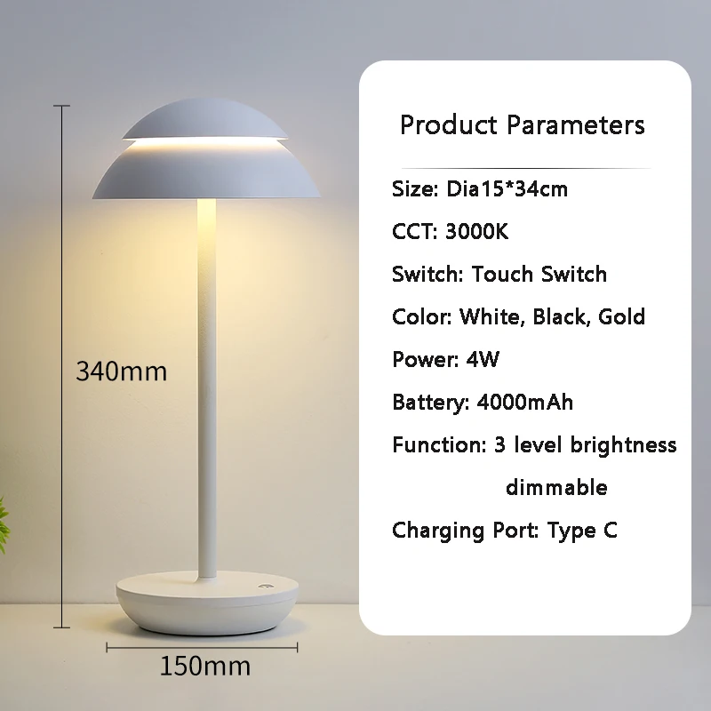 Imagem -05 - Creative Luxury Metal Art Deco Table Lamp Recarregável Wireless Desk Lighting para Restaurante e Decoração do Hotel