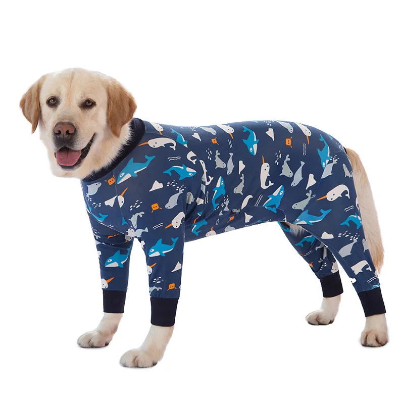 Cartoon Print Cotton Pajamas For Dogs Cute Dog Jersey Male Female Dog Clothes For Large Dog Big Dog Jumpsuits Rompers Sleepwear