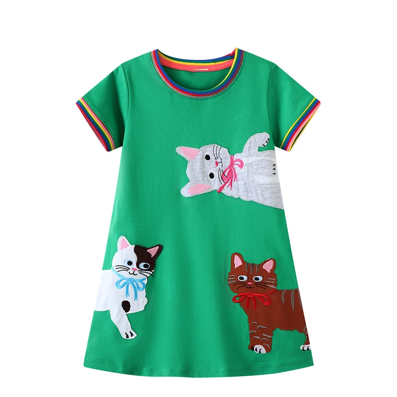 Little maven 2024 Outerwear Cotton Toddler Girl Clothes Cartoon Short Sleeves Dresses Children\'s Clothing Vestidos Summer