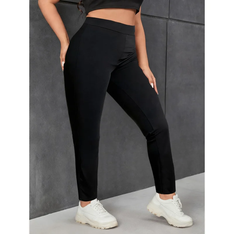 2025 Pantalones pitillo elegantes para mujer, cintura Regular, elásticos, adelgazantes, negros, para oficina, pantalones casuales diarios