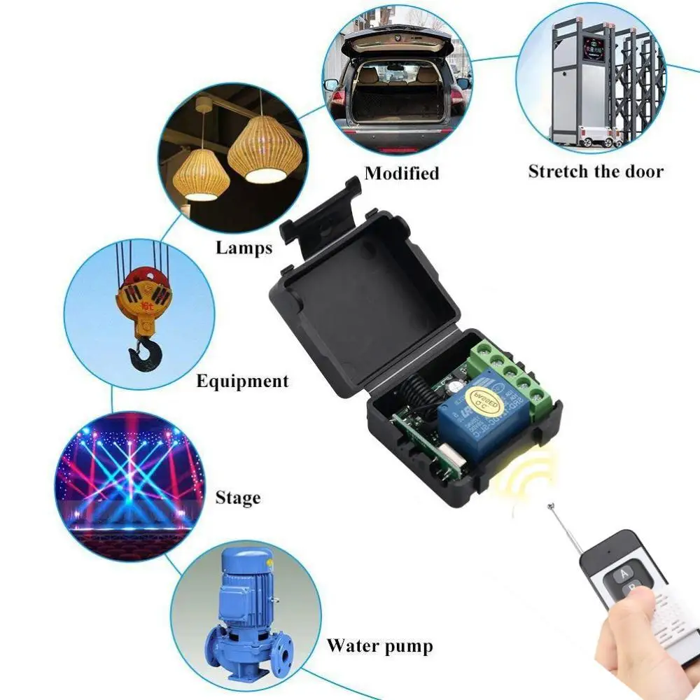 Беспроводной выключатель света 433 МГц, пульт дистанционного управления, расстояние 1000 метров, 12 В, 1 канал, модуль релейного приемника, управление для электронных замков ворот