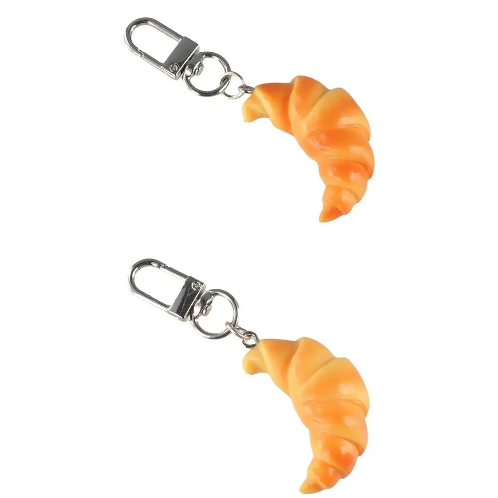 Mini Keyring Croissant Keychain Funny Creative Simulation Food Cute Cartoon Food Model Pendant Girls