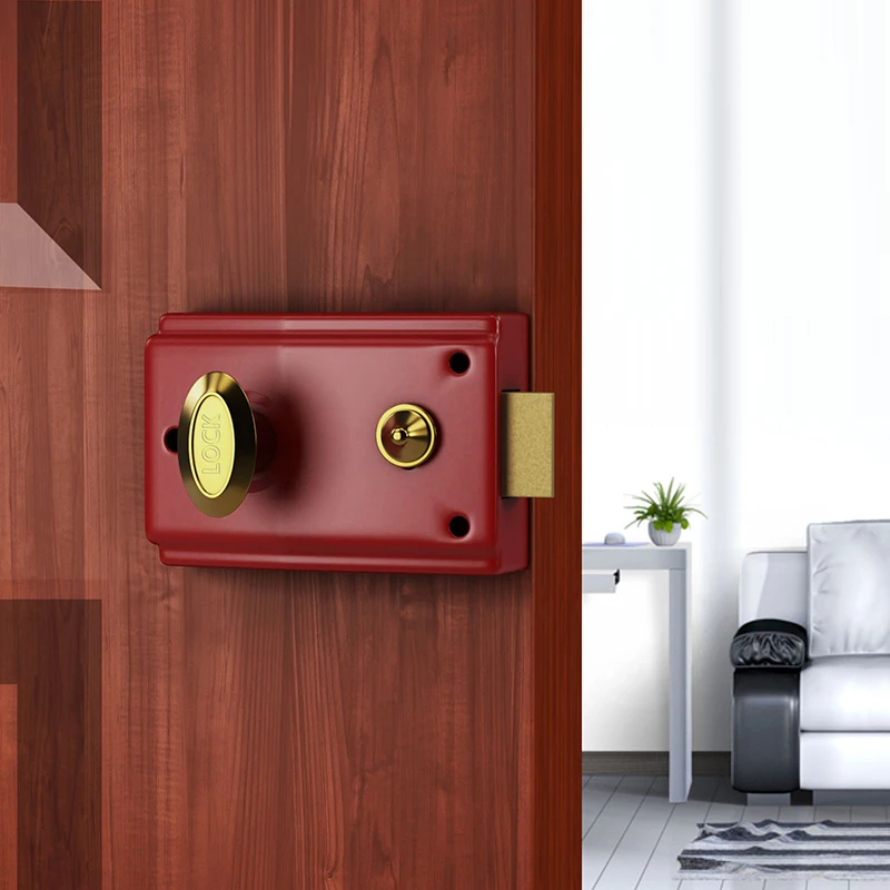 Universal External Door Lock For Household Use Indoor Wooden Door Bedroom Old-fashioned Anti-theft Lock Single Tongue Accessory