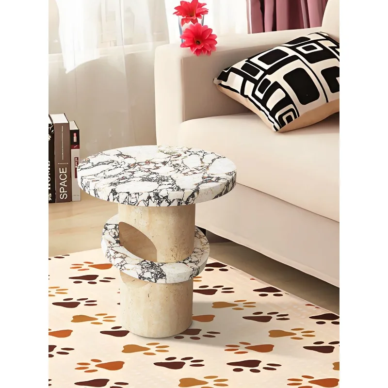 

French light luxury marble edge few designer living room hotel sofa edge few small apartment simple creative coffee table