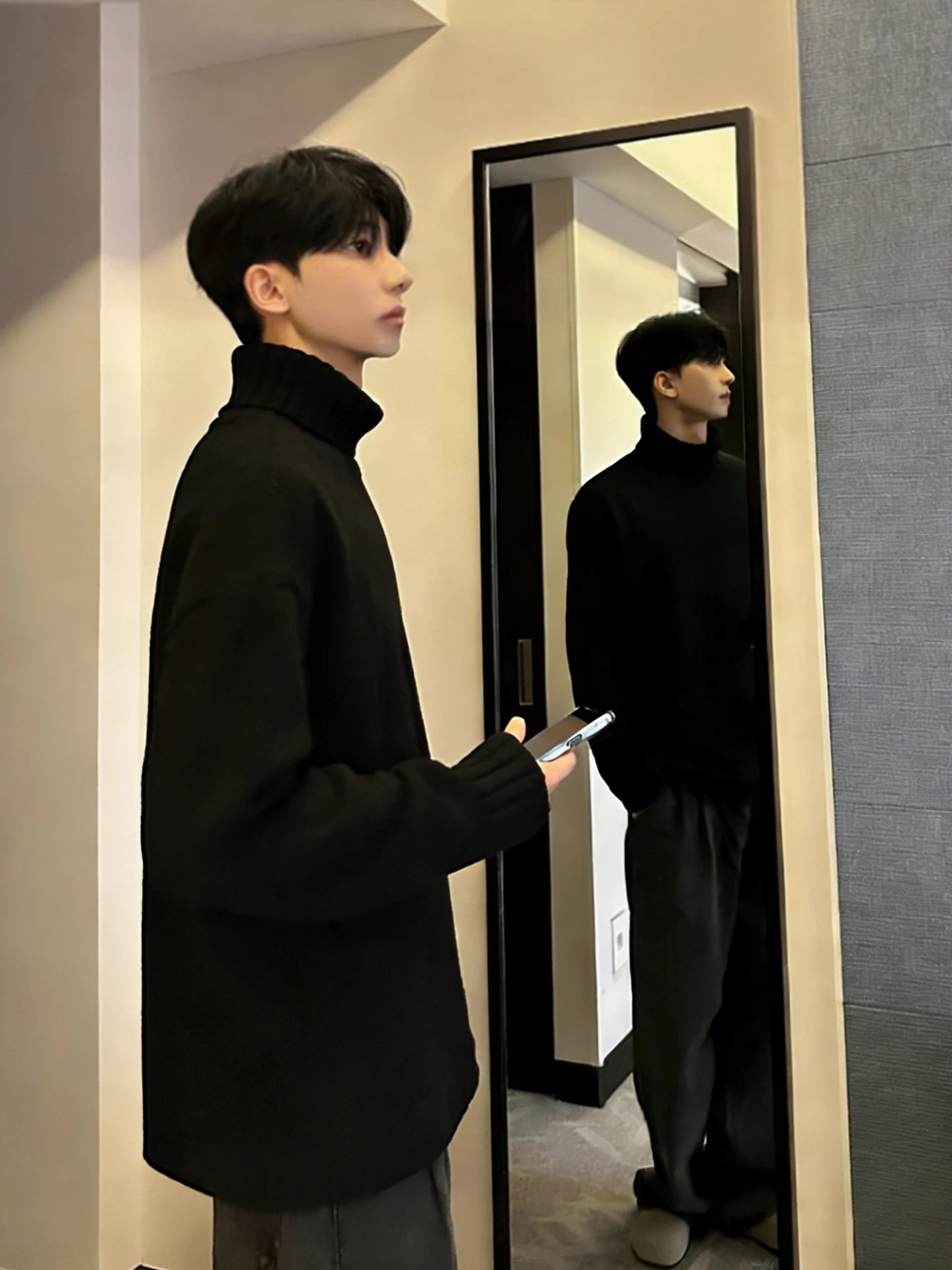 

Мужской флисовый лонгслив Cleanfit с высоким воротом, черный, зимний, базовый слой, повседневный, с длинным рукавом, термо-топ, комфортный, приталенный крой