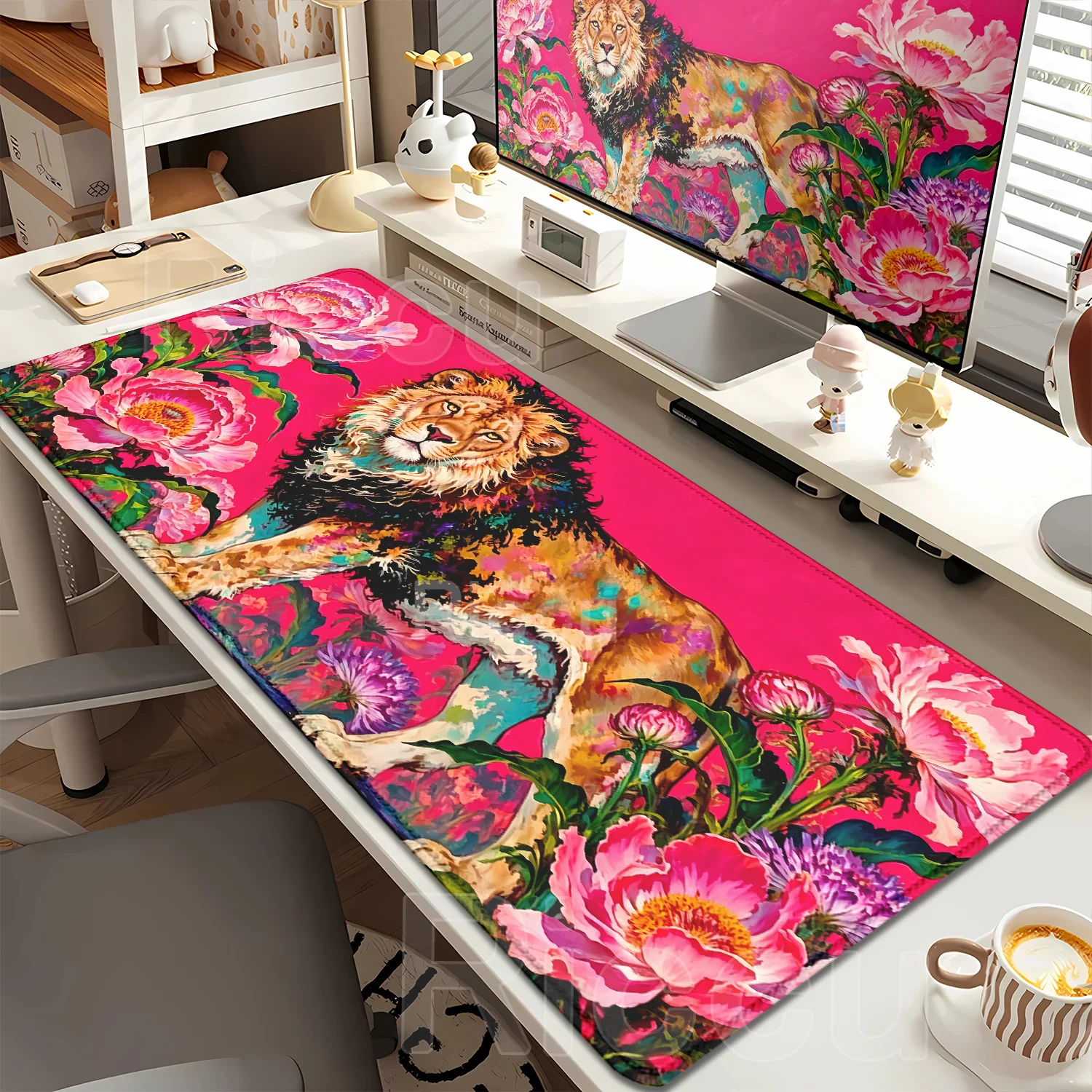 Leather Gorgeous Creative Flowers and Animals Non-slip Mouse Pad Lockedge Writing Desk Mat for Summer Office Computer Durable