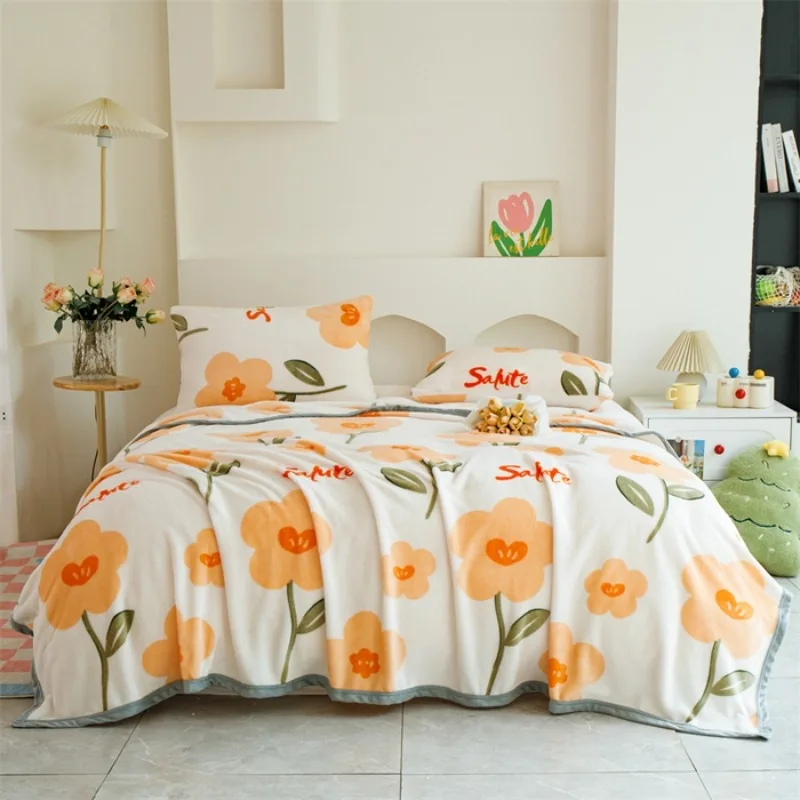 

Floral Printed Throw Blanket Multifunctional Blanket, Can Be Used As Bed Sheet Cover Blanket Nap Blanket Warm and Comfortable