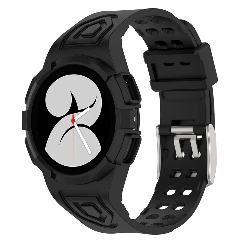 

For Samsung Galaxy Watch4 40mm One-piece Soft TPU Smart Watch Replacement Wrist Strap with Watch Case - Black