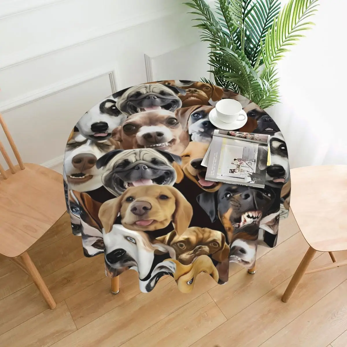 Dog Face Collage Tablecloth Cute Animal Funny Round Table Cloth For Wedding Birthday Party Table Cover Cheap Table Decoration