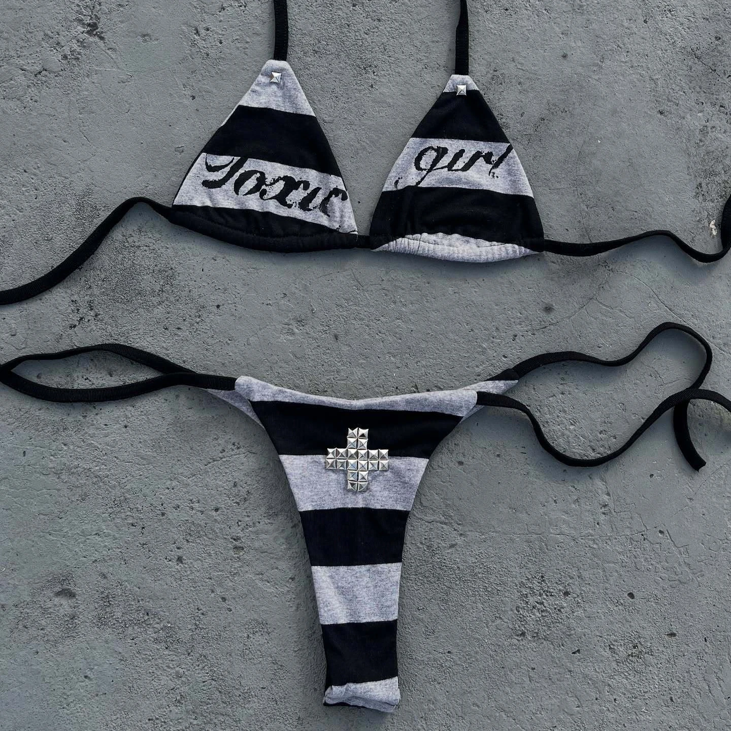 

Cross-border summer new arrivals Fashionable Y2K letter-printed backless sexy bikini for spicy girls