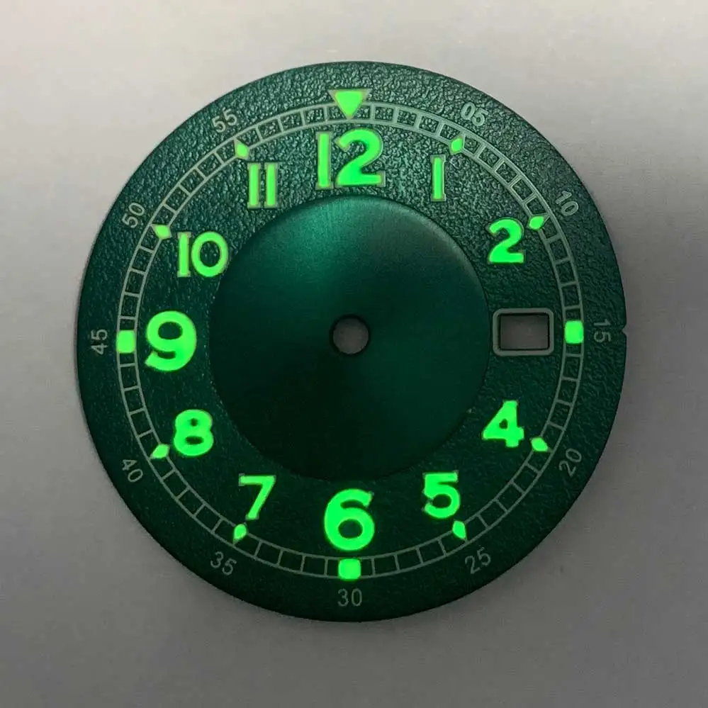 33.5mm Watch Dial Green Luminous Watch Replacement Accessories Watches Faces for NH35/NH36/7S/4R Movement