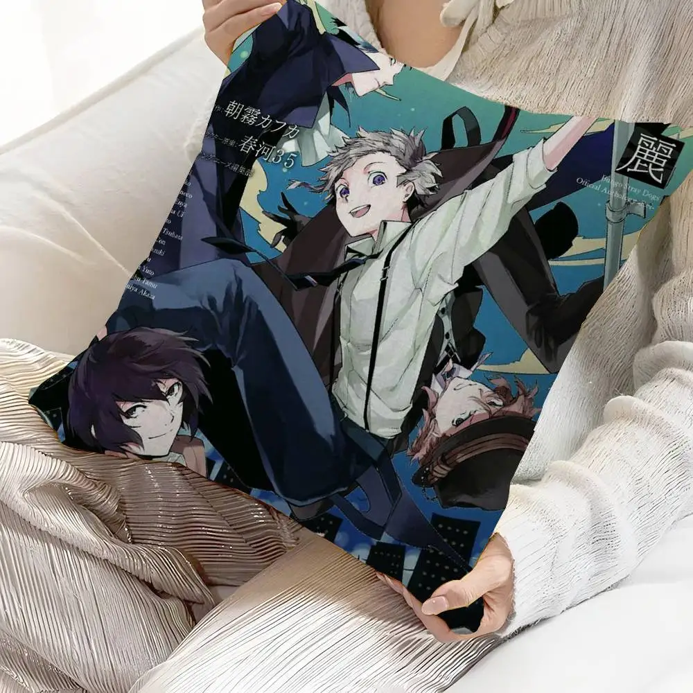 Japanese Anime Bungo Stray Dogs Pillow Gift Home Office Decoration Bedroom Sofa Car Cushion Cover case 45x45