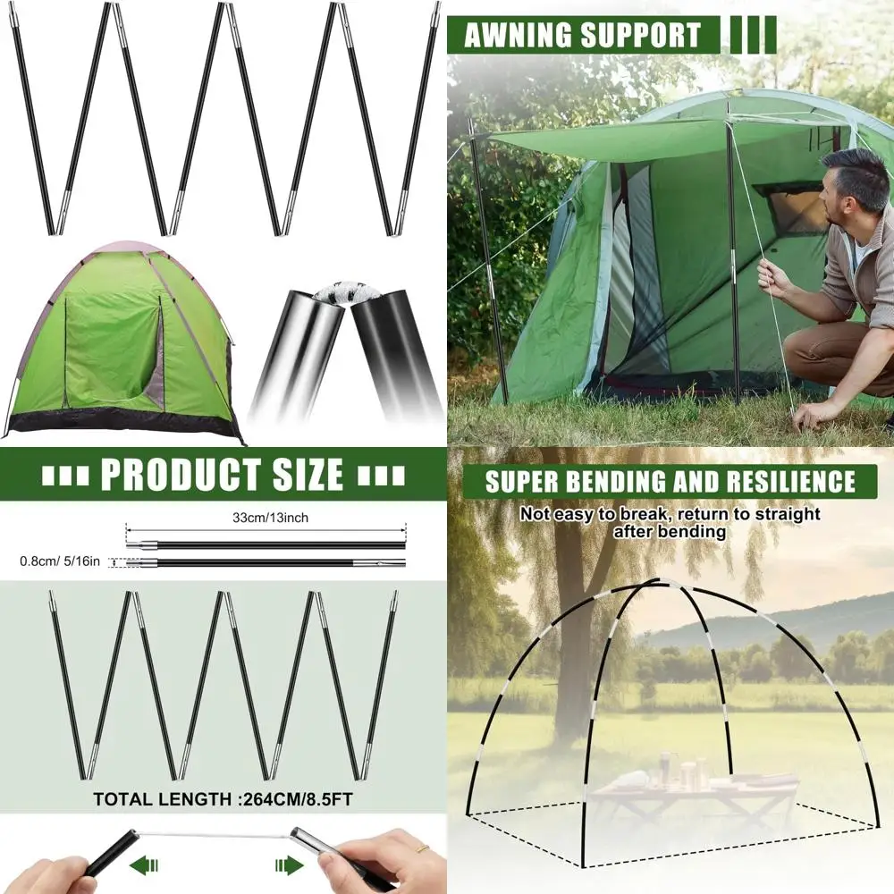 أقطاب خيمة من الألياف الزجاجية قابلة للطي، قضبان تخييم سوداء مجمعة مسبقًا للمشي لمسافات طويلة وحقائب الظهر والمغامرات الخارجية #1