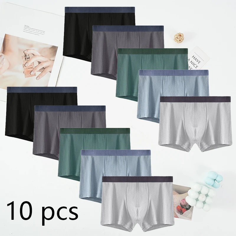 

10 Pcs/Lot Men's Cotton Stripe Boxer Sexy Lingerie Mens Underpants Underwear Boxer Briefs Boxer Shorts Plus Size Panties L-4XL