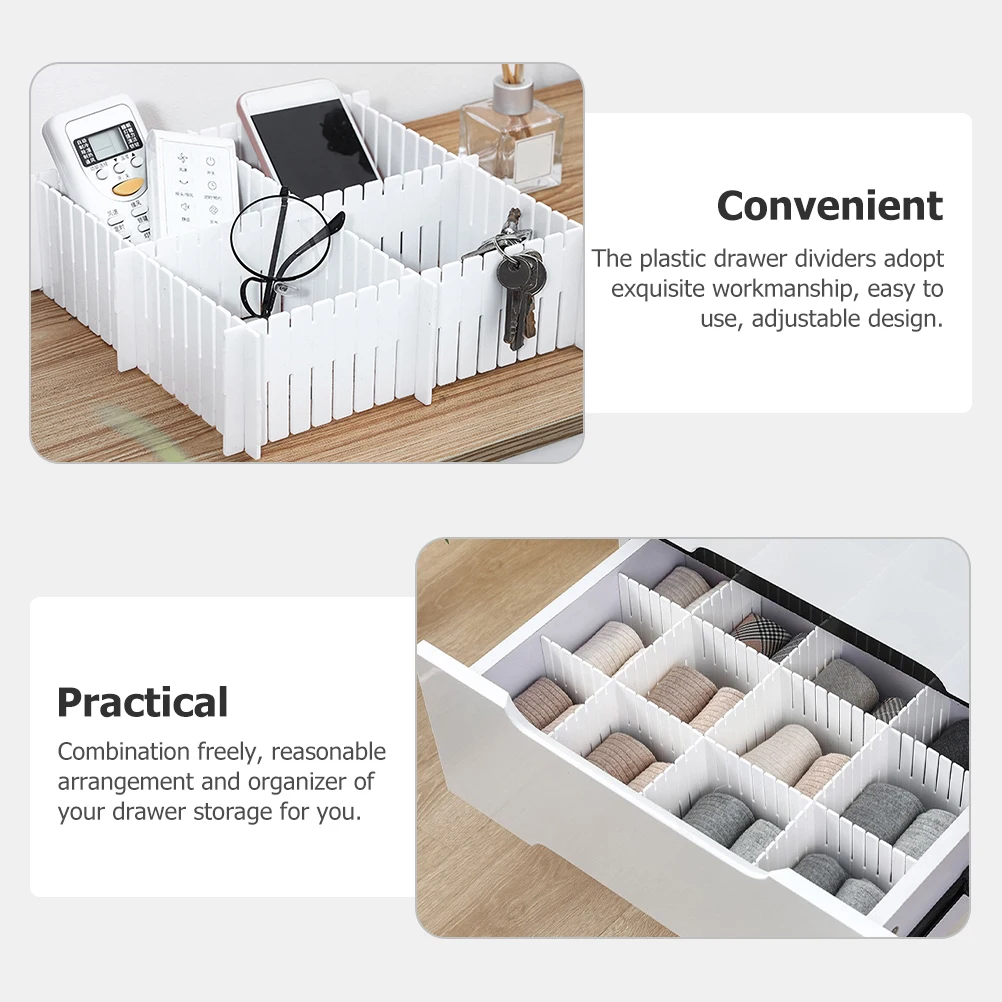 

12Pcs Adjustable Plastic Drawer Dividers DIY Storage System Sub-Grid Organizer for Home Desk Closet DIY Drawer Dividers