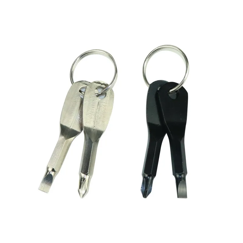 Key Shape Precision Cast Steel Mini Slotted Screwdrivers Keychain Pocket Repair Tool EDC Multifunction Screwdriver Keychain