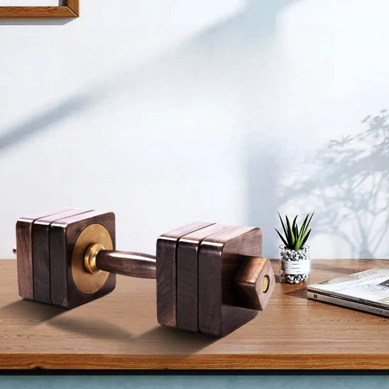 Black walnut brass dumbbell creative gift office business ornament