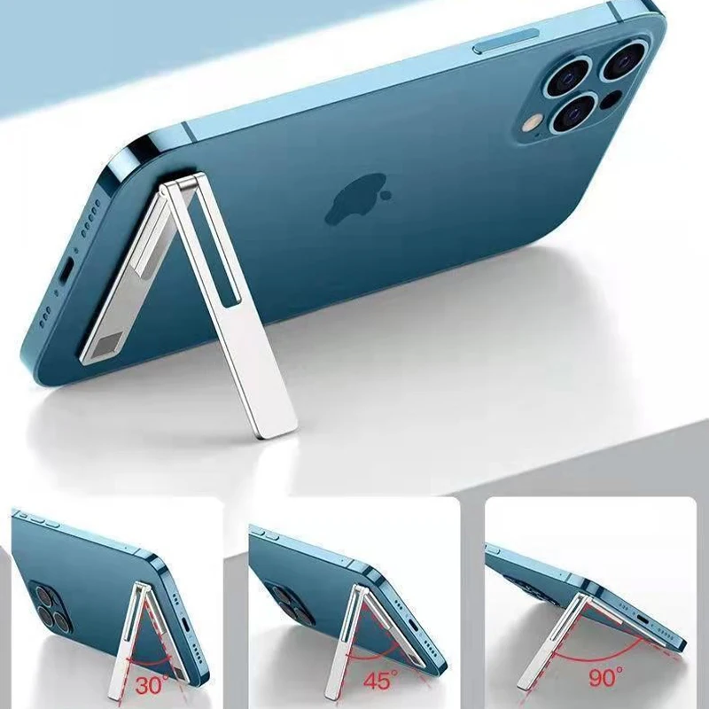 1-2Pcs Ultra-thin Minimalist Magnetic Foldable Mobile Phone Holder Bracket Metal Alloy Desktop Cell Phone Stands view 2