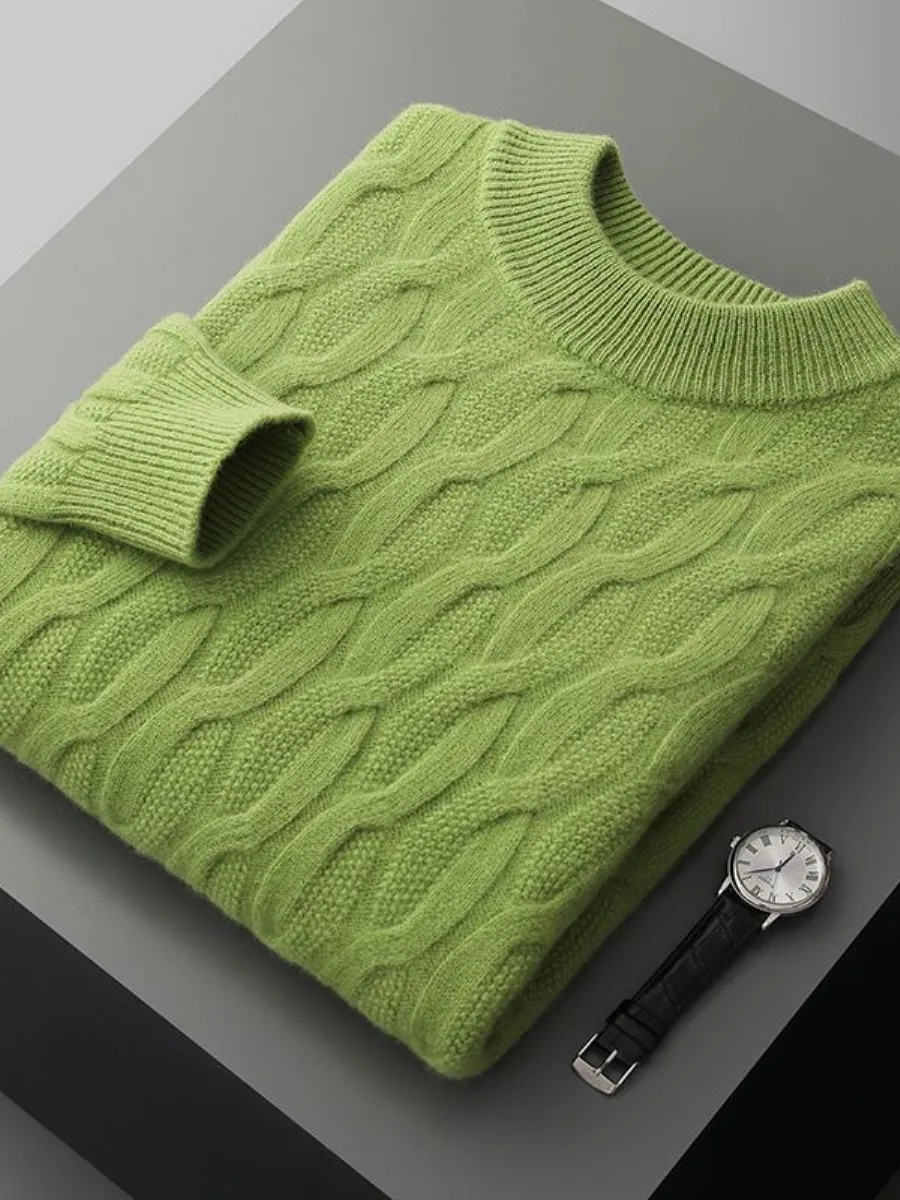 

Теплый повседневный вязаный свитер с высоким воротником и косичками, удлиненный, стандартной длины, для осени и зимы