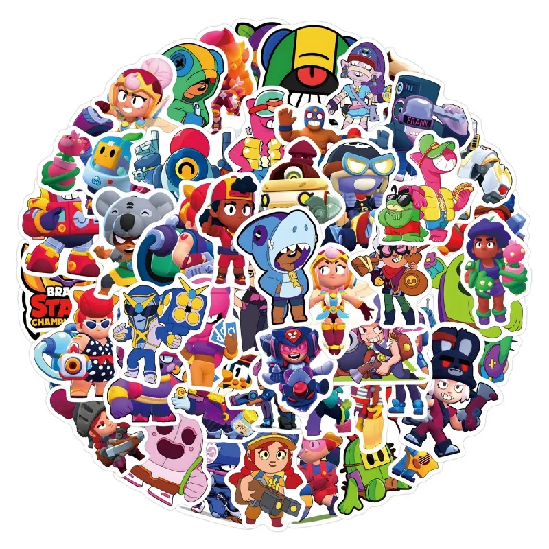 Jogo Brawl Stars Cartoon Graffiti Adesivos, Papelaria Decorativa, Adequado para Mala, Computador, Copo de Água, Carro, Scooter, 55Pcs