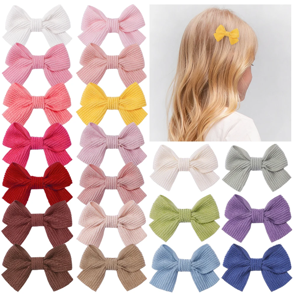 6 stks/partij Nieuwe Solid Grosgrain Strik Kinderen Haar Clips Handgemaakte Bows Baby Meisjes Haarspeldjes Haarspelden Peuters Meisjes Groothandel