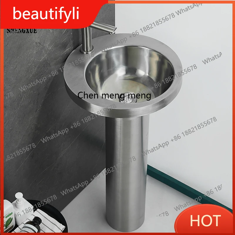 

A139 304 stainless steel wash basin household small apartment column wash basin bathroom balcony basin