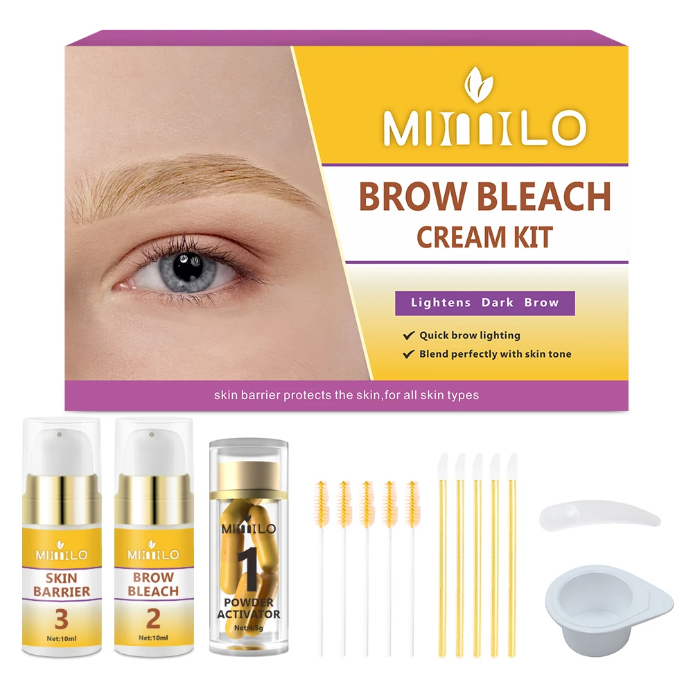 眉毛漂白キット、より良い眉毛の形とマッチングの服、優しい - 肌保護バリア付き、短いプロセス