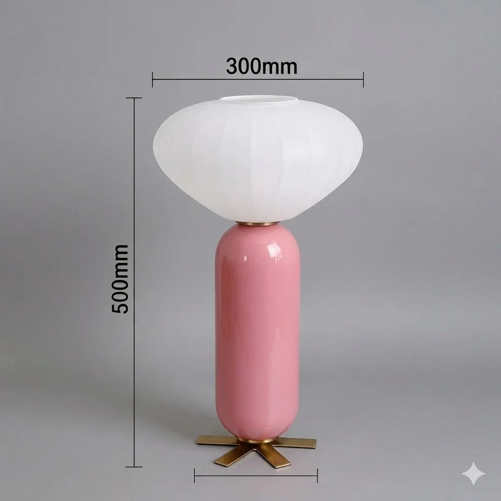 Color Macaron Modern Bedroom Bedside Lamp with Metal and Glass for Living Room Decor