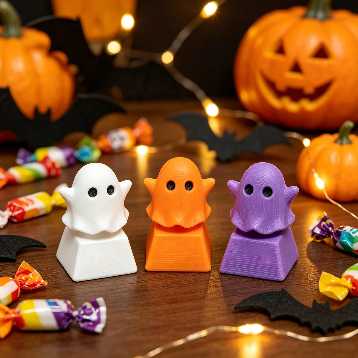 Cute 3D Ghost Artisan Keycap, Halloween Custom Keycap, Multi-color Ghost Shape MX Mechanical Keyboard Desk Decor Gift for Gamers