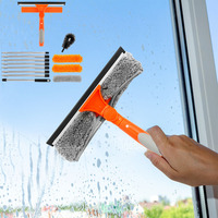 Extended Window Cleaning Kit 2 in 1 Telescopic Cleaner Squeegee Kit Adjustable Height Glass Cleaning Tools Set Household Mop