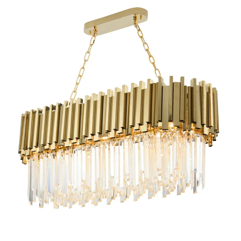 

Supplier Rectangular LED Crystal Drop Pendant Lamp Gold Big Chandelier