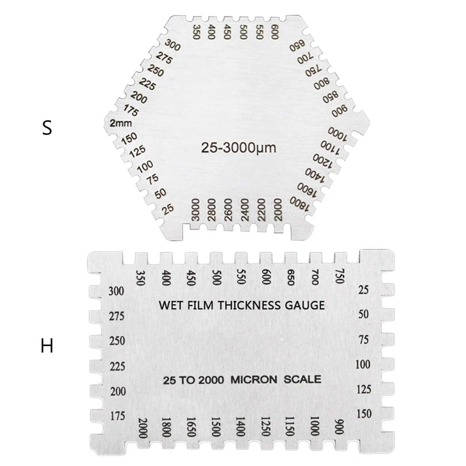 1PC Stainless Steel Wet Film Comb Hexagon High Precision Wire & Metal Sheet 25-3000um Thickness Gauge High Accuracy 0.05mm