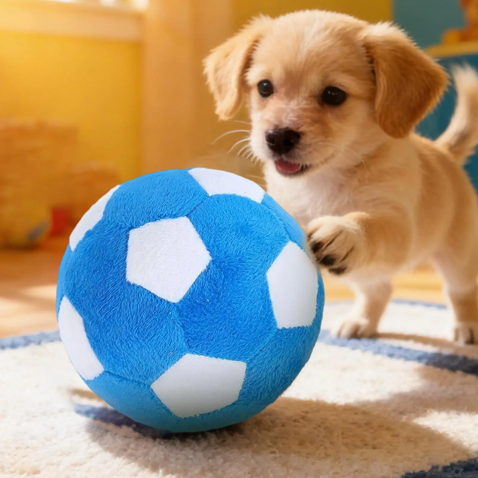 Dog Toy Soft Chewing Game Plush Soft Squeaky Balls Soccer Ball For Dogs For Indoor Outdoor Play Teething Enrichment Puppy Large view 5