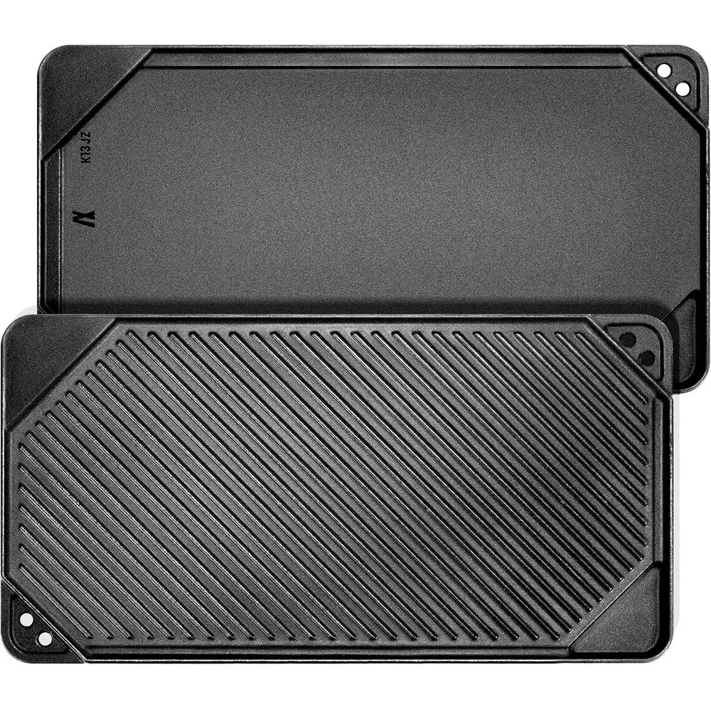 Plancha Reversible, Sartén de Doble Cara para Cocinar en Interiores y Exteriores, Plancha Acanalada de 20 x 10.5 Pulgadas