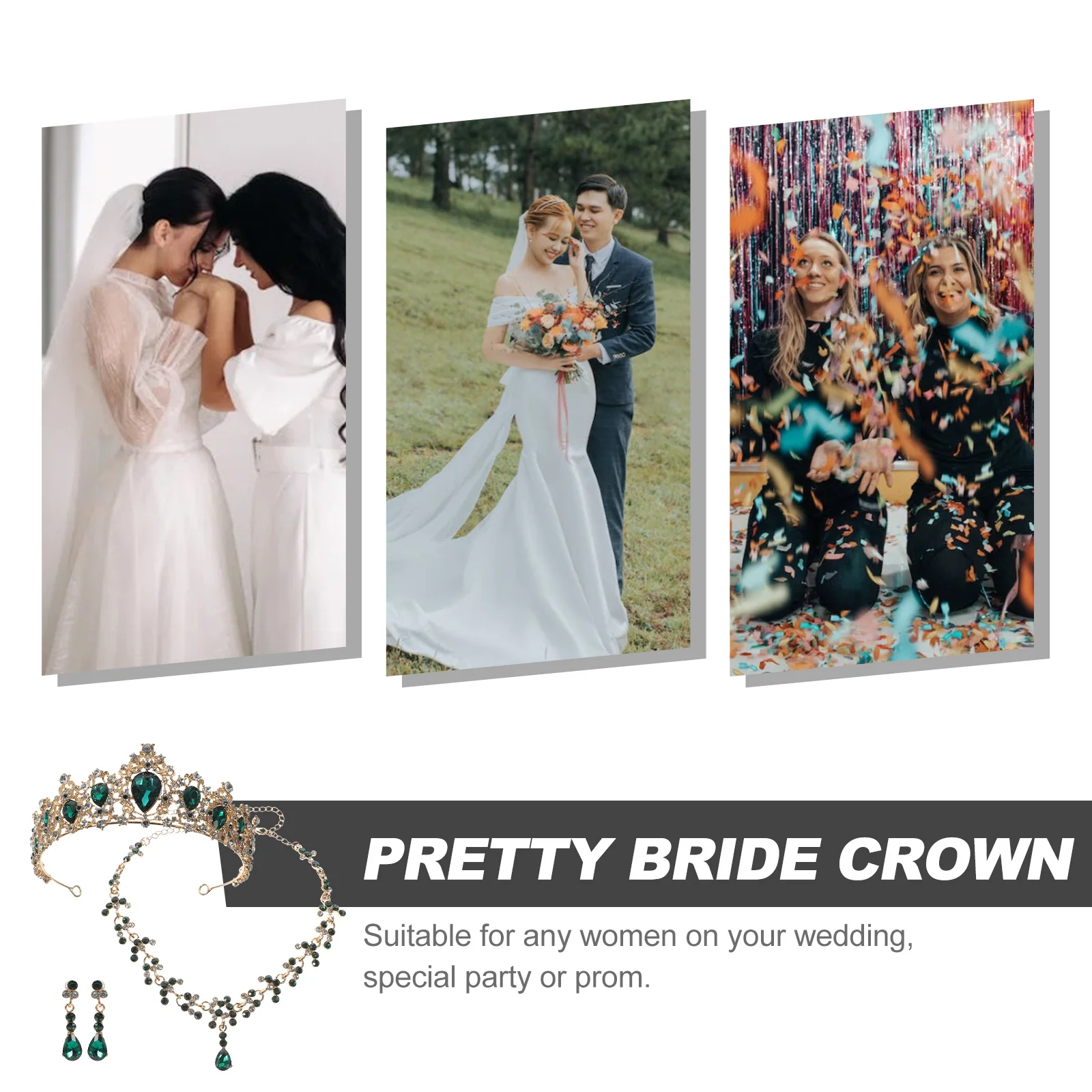 

1Set Bride Crown Necklace Earring Set Jewelry for Women Wedding Dress Accessories Party Costume Stylish Design