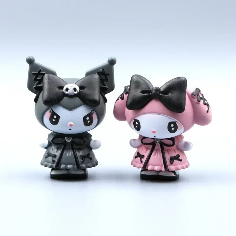 Bow Princess Dress Up Melody Figure Toy Cartoon Sanrio 6 Pcs Anime Kuromi DIY Handmade Scene Decoration Ornament Dolls Gift