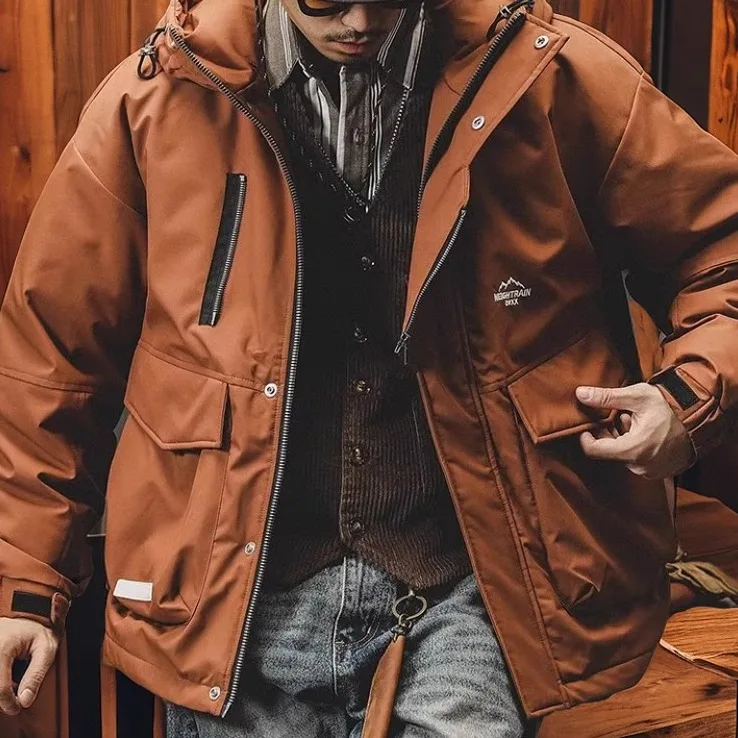 

Retro Japanese Sle Lightweight down Jaet Men's Winter Loose Large Size Warm Cotton Outerwear Outdoor Fce Jaet