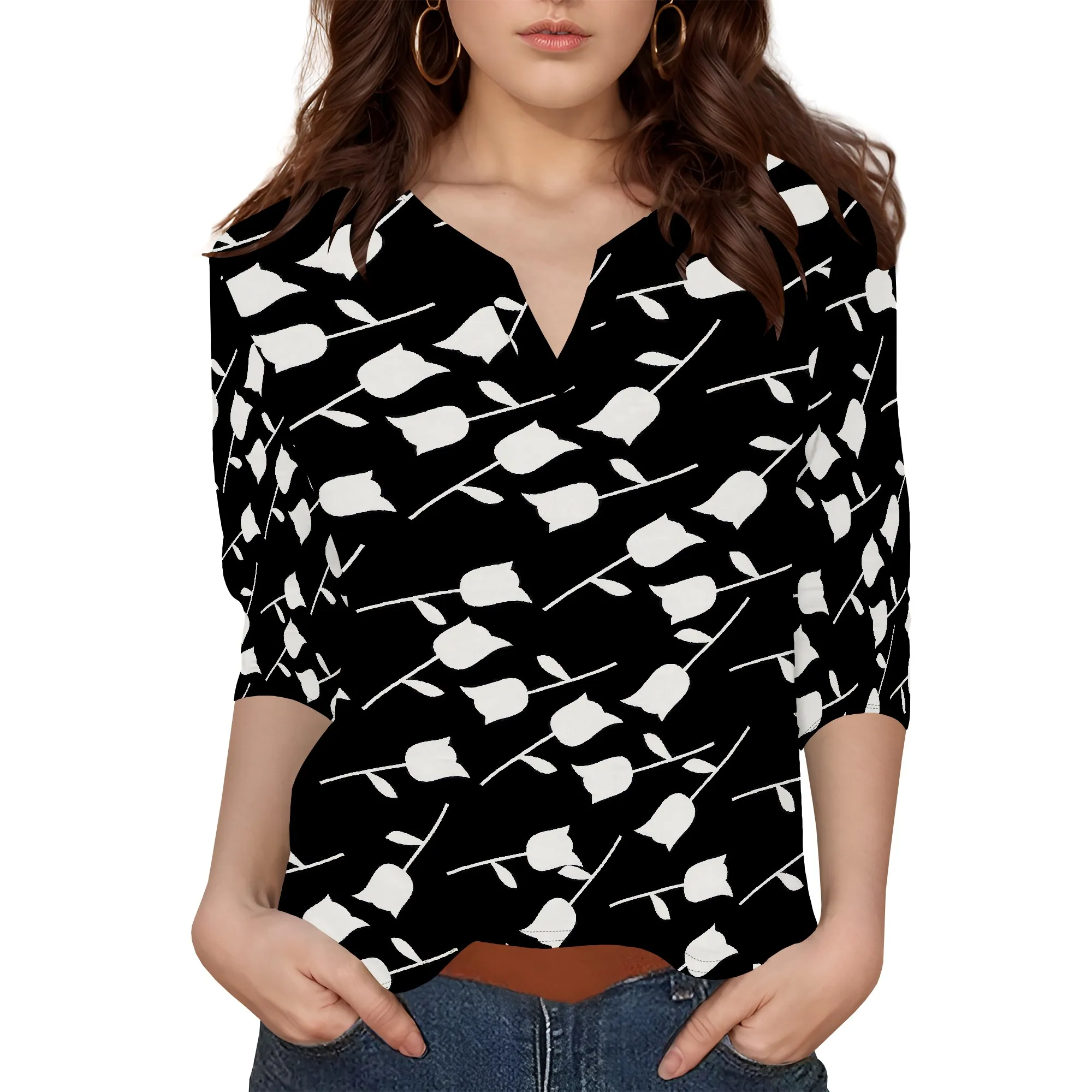 

Wrinkle-Resistant Women Silky Button Down Shirts 2025 Fashion Printed Long Sleeve Blouse Dressy Casual Tops