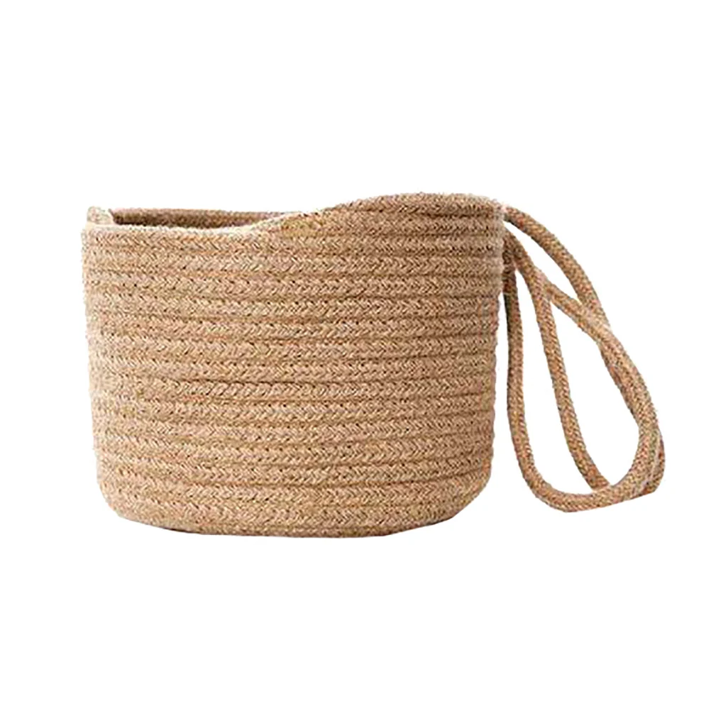 

1Pcs Linen Rope Woven Flower Basket Hanging Planter Rustic Plant Holder Home Office Decor Storage Organizer Woven Flower Basket