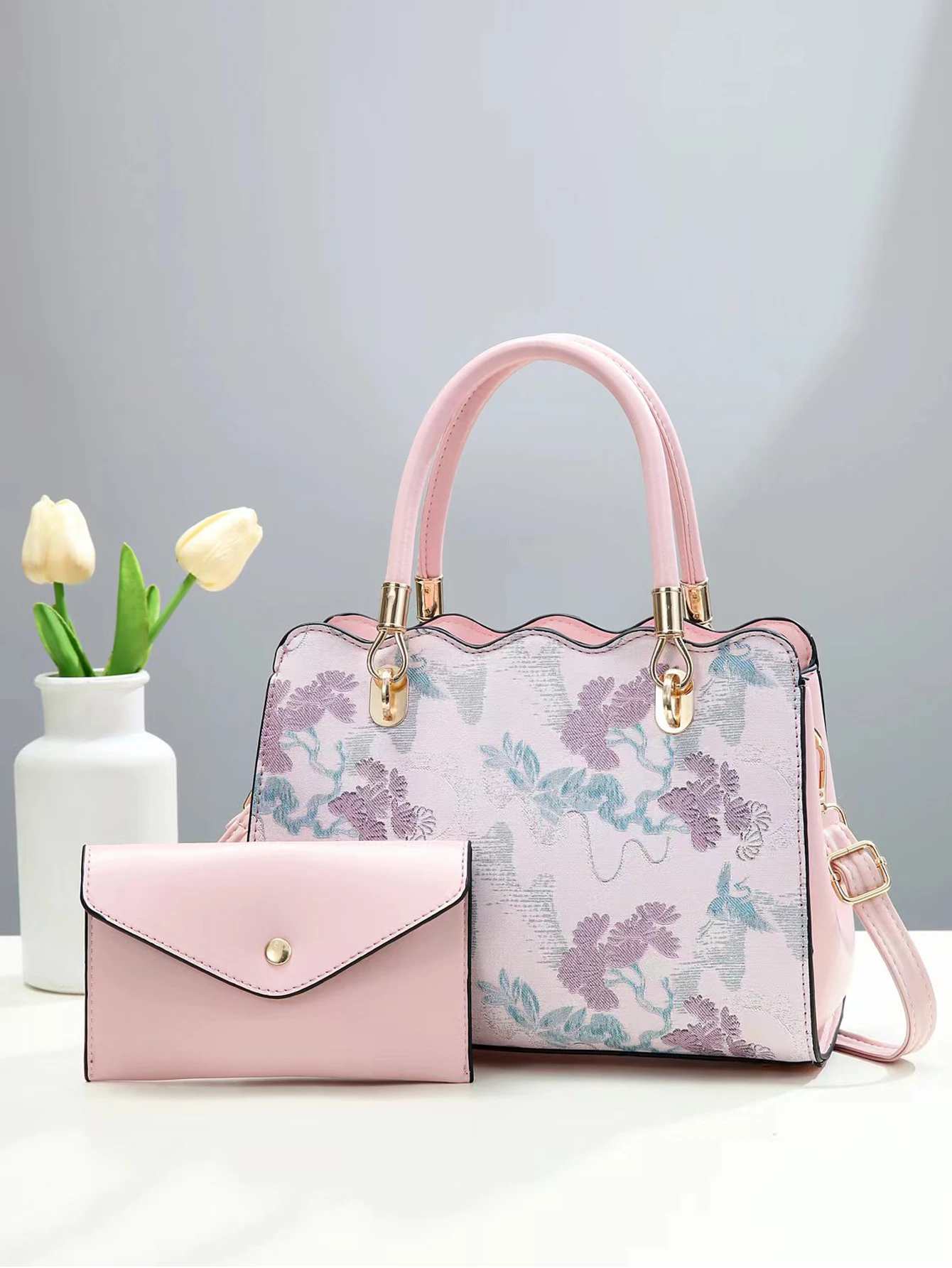 Women's combination bag with embroideries, large capacity single shoulder crossbody bag, exquisite small bag