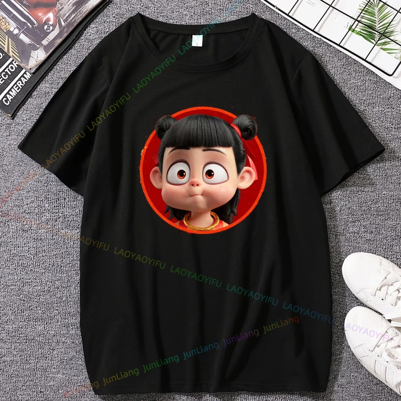 

2025 анимационная серия Nezha Y2k, одежда для мужчин и женщин, мужская одежда, подарок для пары из фильмов, оригинальные мужские футболки из 100% хлопка, гот