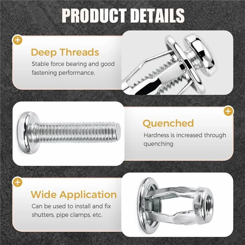 AB11-Metal Screw Jack For Car, Hollow Wall Iron Skin Line, For Installation License Plates, -20, -25, M5-25, M6-25 Metal Nut