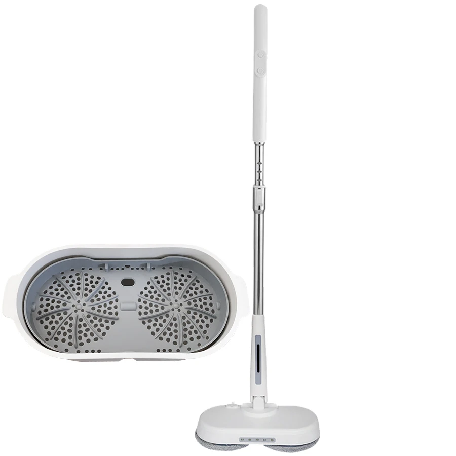 

Double Cleaning Mops with Self Cleaning Drying Spin Bucket Mop Set Scrubber Electric Floor Clean Dual Mop Scrubber