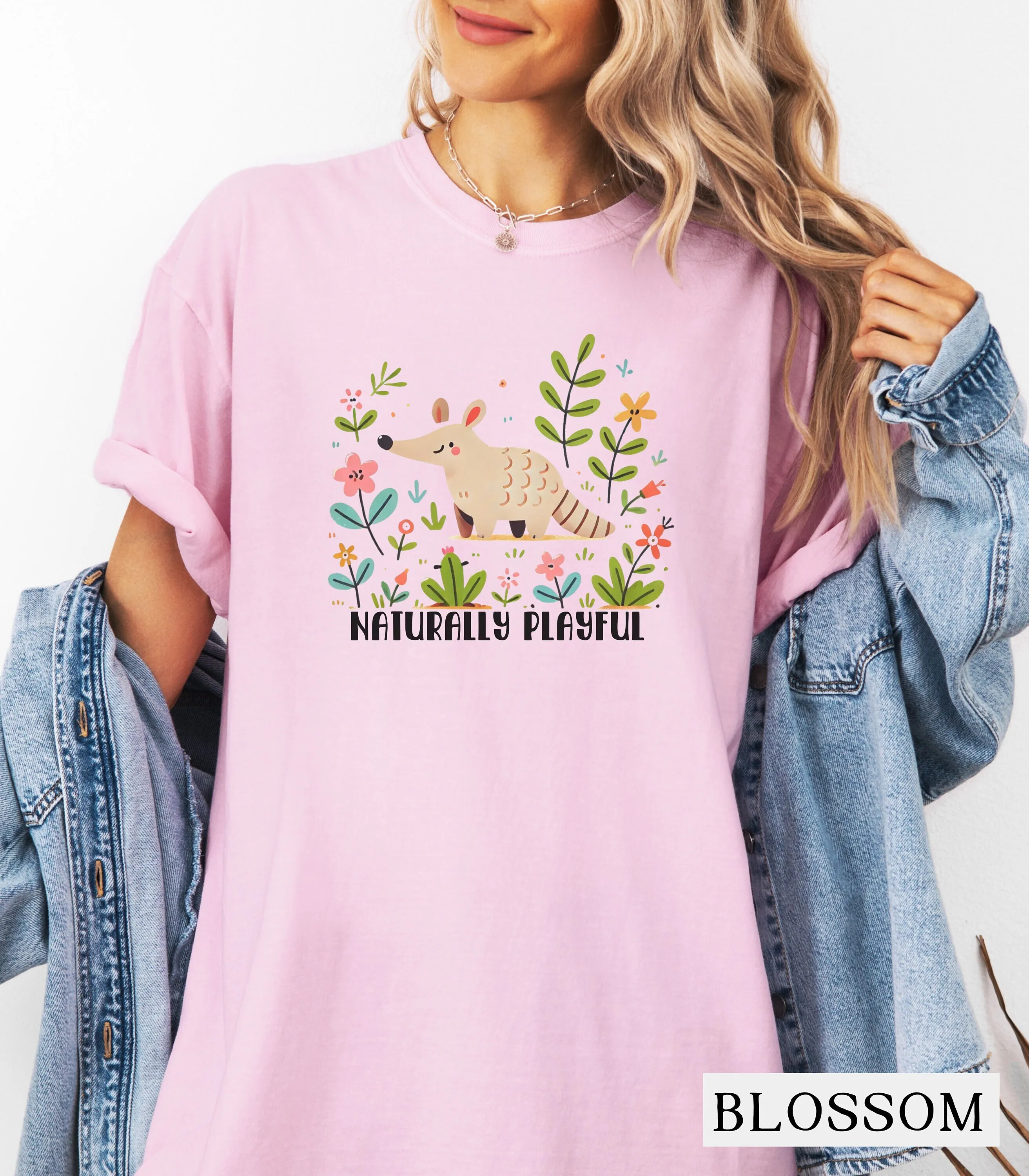 

Whimsical Aardvark T Shirt Women'S Comfort Color Cute Flower Design Perfect Christmas For Nature Lovers