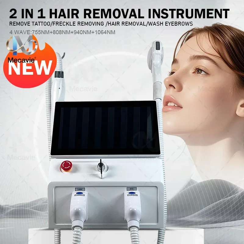 

2026 Upgrade 2in1 4000W 4 Wavelengths 755nm 808nm 940nm 1064nm Diode Laser Hair Removal Machine Ice Cooling CE Certified