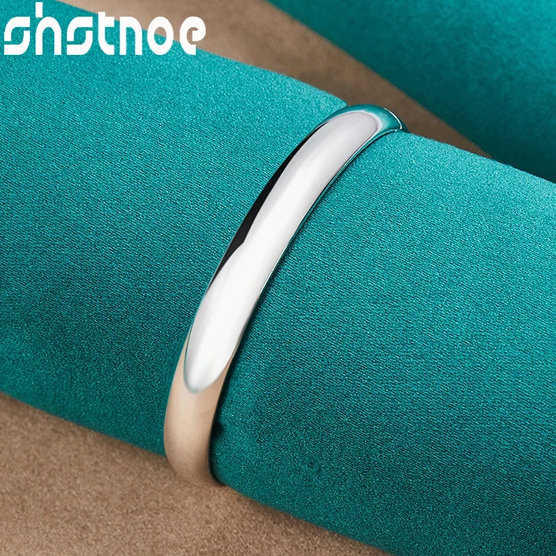 SHSTONE 925 Sterling Silver 8mm Wide Opening Smooth Bangle For Women Engagement Wedding Party Birthday Charm Fine Jewelry Gifts